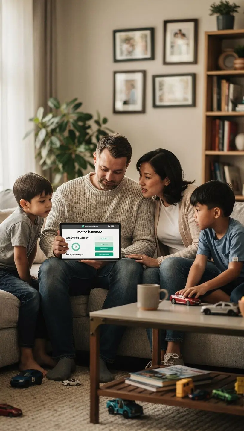 Rodzina ciesząca się wspólną podróżą samochodem, symbolizująca korzyści z ubezpieczenia.