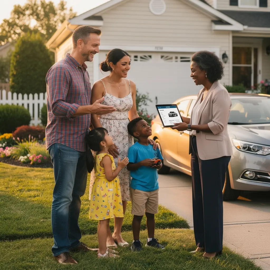 Samochód zaparkowany w bezpiecznym miejscu, ilustrujący korzyści z ubezpieczeń komunikacyjnych.