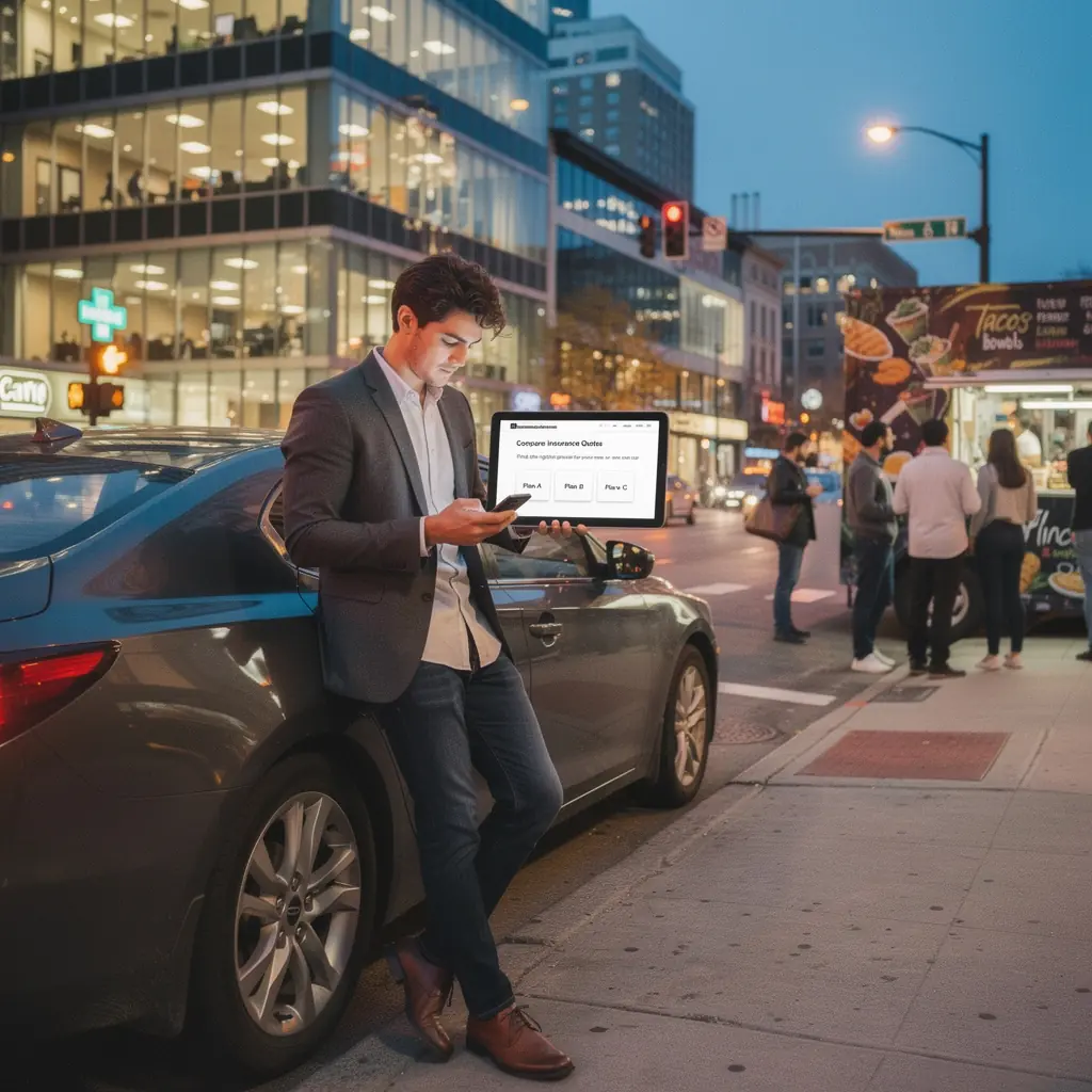 Kobieta rozmawiająca z agentem ubezpieczeniowym w biurze, omawiająca plany ubezpieczenia.