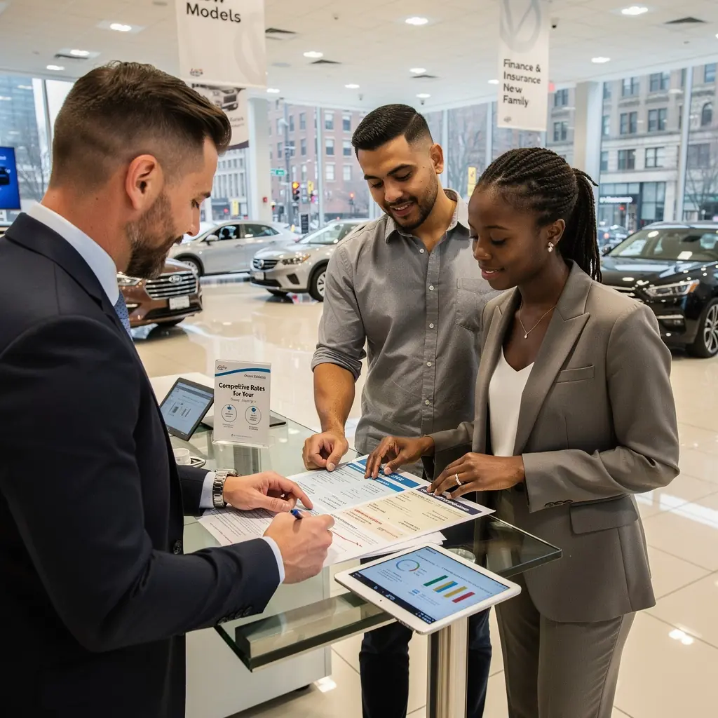Rodzina w samochodzie, korzystająca z zniżek na ubezpieczenie za bezpieczną jazdę.